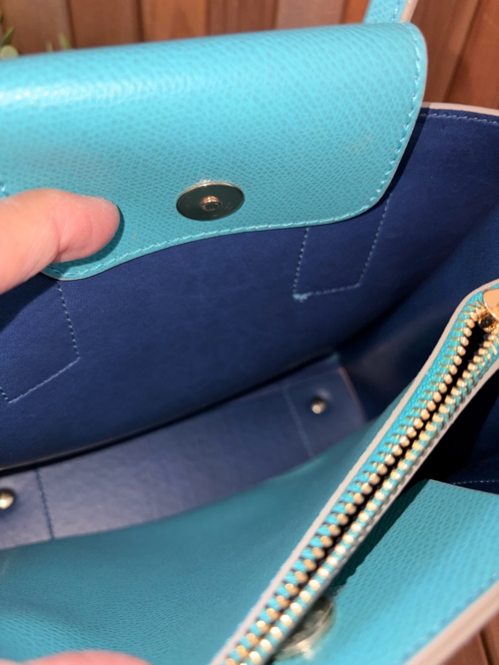 Cuoieria Fiorentina Italian Mini Structured Tote Crossbody Quiet Luxury in Teal - Picture 5 of 10